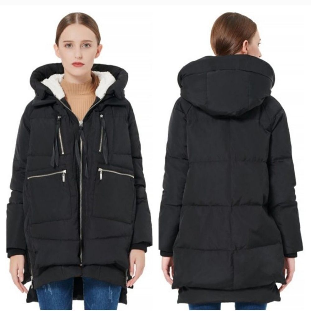 Orolay Thickened Down 6 Pocket Puffer Coat in Black Size 2X